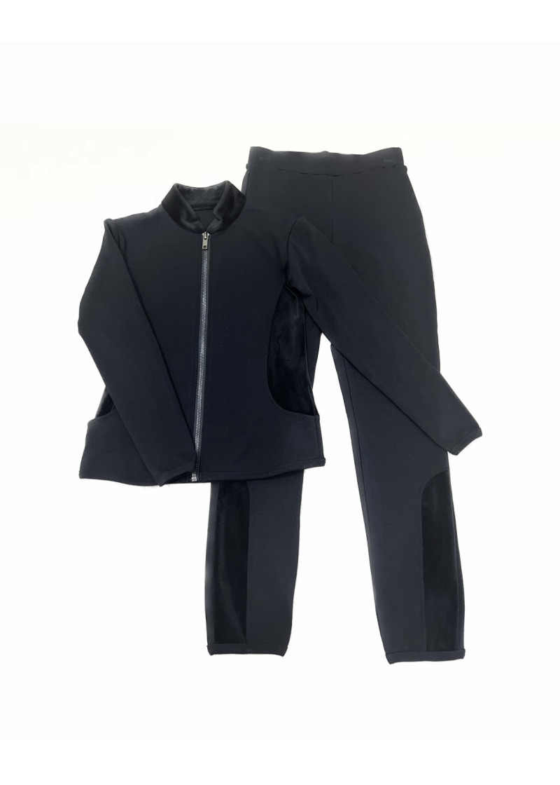 HARPER tracksuit by Grand Prix cotton+velour, black, 134cm