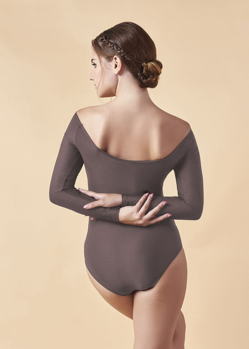 STEPHANIA long raglan sleeve leotard by Grand Prix polyamide micro, mocco, L