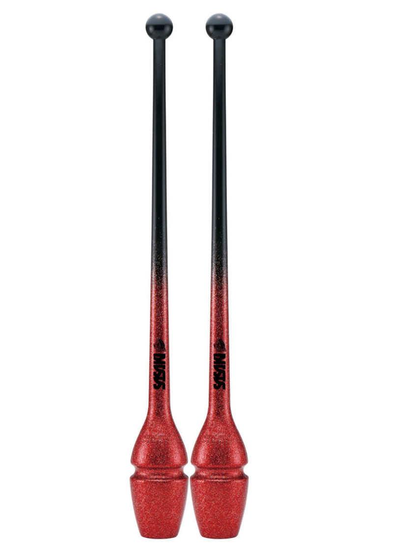 Clubs for gymnastics SASAKI NEW FIG M-34JKGH, 40.5 rubber, Black x Red (BxR), 40.5cm, 150g