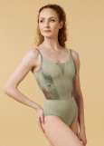 BLAIRE camisole leotard by Grand Prix polyamide micro+printed mesh, pistachio, M