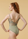 BLAIRE camisole leotard by Grand Prix polyamide micro+printed mesh, pistachio, M