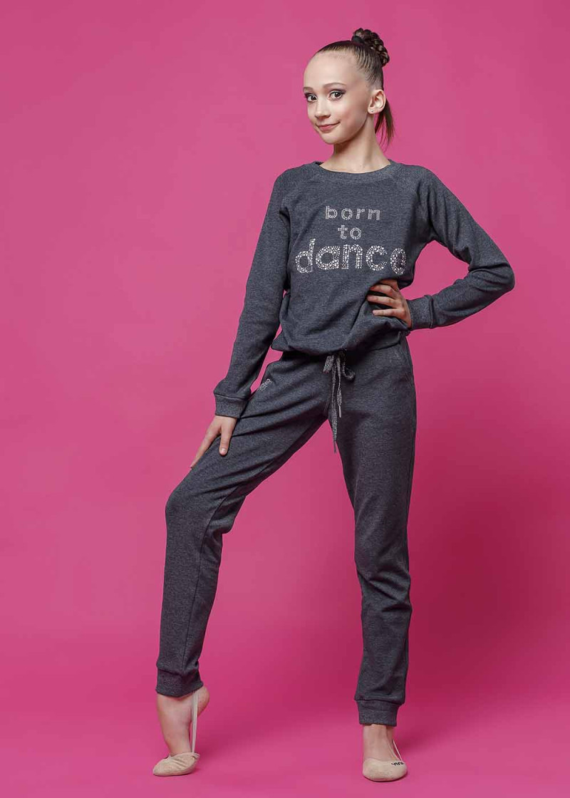 Tracksuit OLIMPIC "Born to Dance" 90%cotton, 10%elastane, gray, 122cm