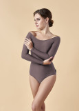 STEPHANIA long raglan sleeve leotard by Grand Prix polyamide micro, mocco, M