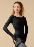 Long Sleeve Warm-up Sweater Grand Prix VANESSA rayon rib knit, black, M-L