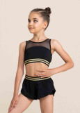 DEBORAH crop top by Grand Prix polyamide micro+mesh, black, gold, XS