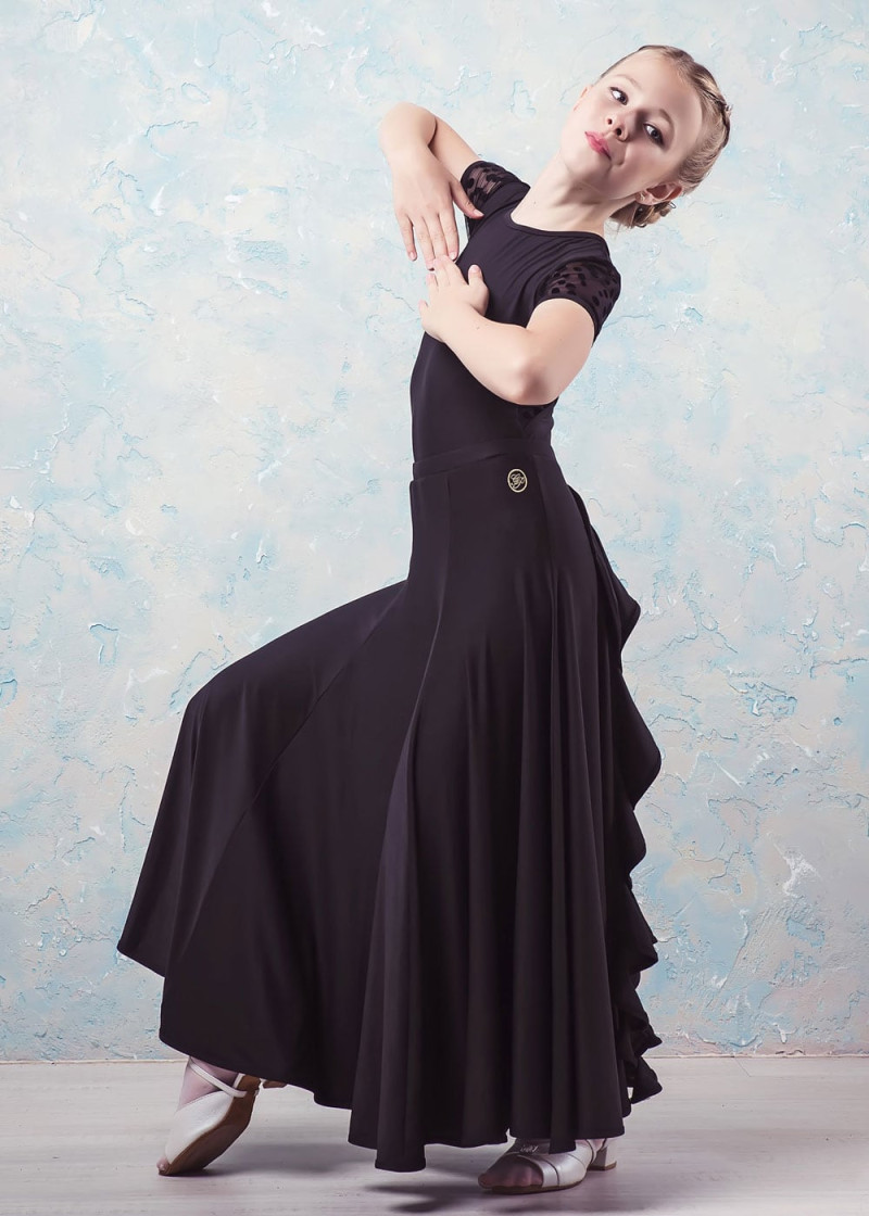 Ballroom skirt ASSOLE 90%polyamide, 10%elastane, black, 146cm