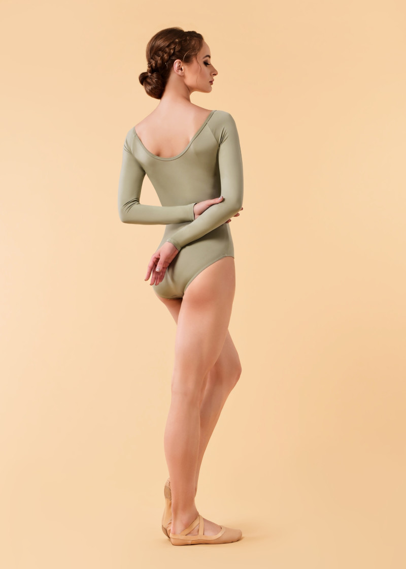 STEPHANIA long raglan sleeve leotard by Grand Prix polyamide micro, pistachio, XS