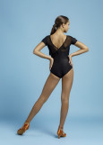 STORMI short sleeve fringe leotard by Grand Prix 90%polyamide, 10%elastane, black, 140cm