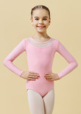 FLAKE long sleeve leotard by Grand Prix polyamide micro+flocked mesh, orchid, 122cm