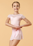 KRISTI short sleeve leotard with skirt by Grand Pr polyamide micro+mesh, pink, 152cm