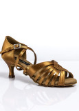 Ladies Latin Shoes Grand Prix LATINOS satin, dark tan, 2"fl, 40