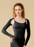 Long Sleeve Open Bolero Grand Prix INESSE rayon rib knit, black, XS-S