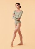 STEPHANIA long raglan sleeve leotard by Grand Prix polyamide micro, pistachio, 158cm