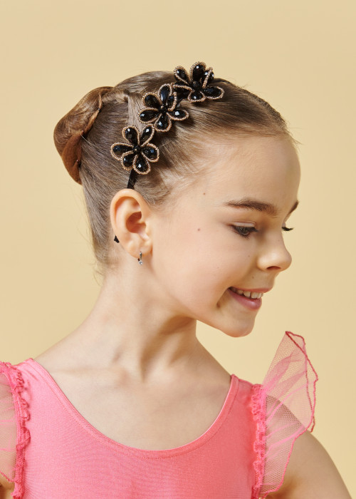 Headband with rhinestones Flowers nude