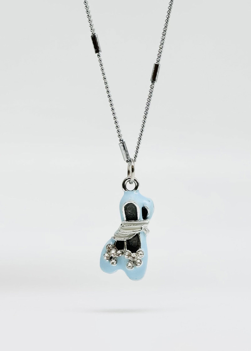 Pointe shoe pendant necklace light blue