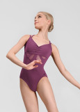 BELINDA camisole leotard by Grand Prix nylon+spandex, plum perfect, L
