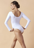 DALILA long sleeve leotard by Grand Prix 90%cotton, 10%elastane, white, XS