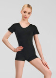 Biketard LOLA, short sleeve cotton stretch, black, 134cm