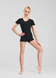 Biketard LOLA, short sleeve cotton stretch, black, 134cm