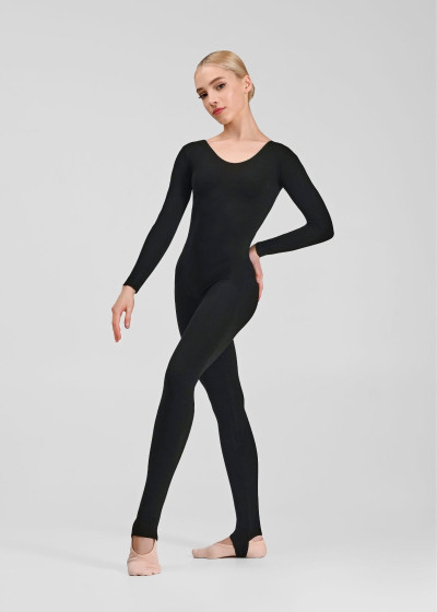Unitard TAMILA, long sleeve, Leggings crepe stretch, black, 140cm
