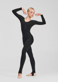 Unitard TAMILA, long sleeve, Leggings cotton stretch, black, S