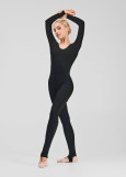 Unitard TAMILA, long sleeve, Leggings cotton stretch, black, S