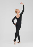 Unitard TAMILA, long sleeve, Leggings cotton stretch, black, S