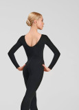 Unitard TAMILA, long sleeve, Leggings cotton stretch, black, S