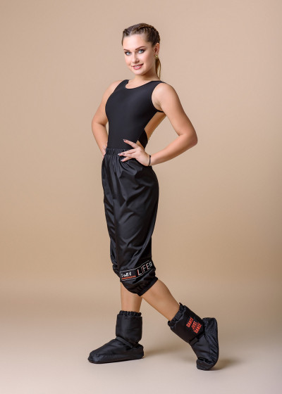 Short Pants with Sauna Effect Grand Prix SAUNA 3/4 100%polyester, black, Dance generation, 158cm