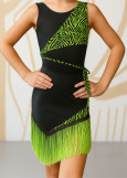 MIRA tank leotard by Grand Prix polyamide micro+flocked mesh, black+tropic lime, 128cm