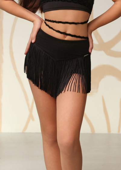 REN fringe latin shorts by Grand Prix polyamide micro, fringe, black, 134cm