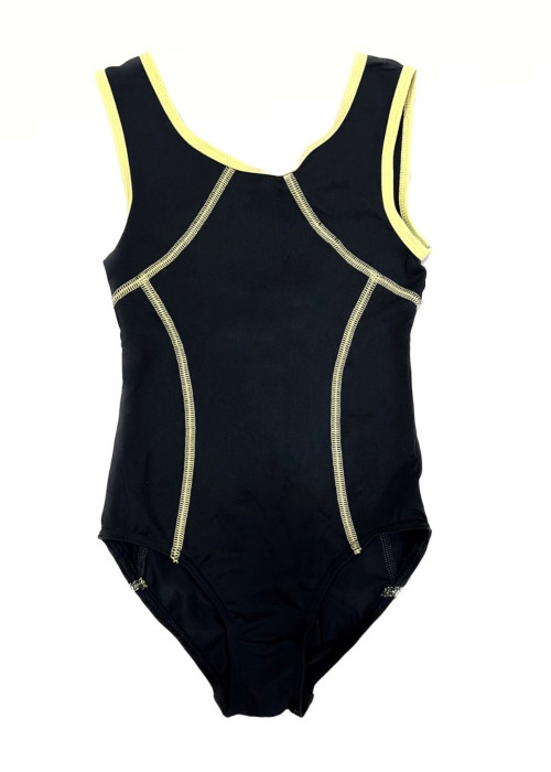 BETHANY leotard by Grand Prix polyamide micro, black+yellow, 134cm