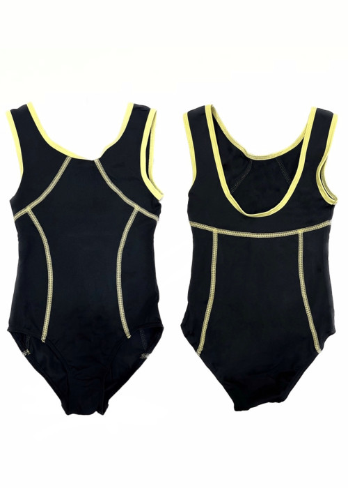 BETHANY leotard by Grand Prix polyamide micro, black+yellow, 134cm