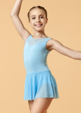 BRITTANY tank leotard with skirt by Grand Prix polyamide micro+mesh, powder blue, 116cm