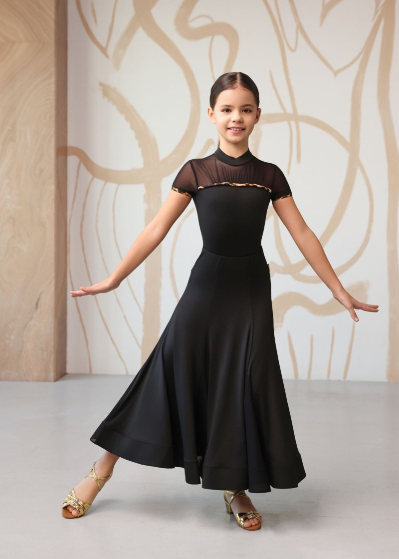 KERRY short sleeve leotard by Grand Prix polyamide micro+mesh, black, 134cm