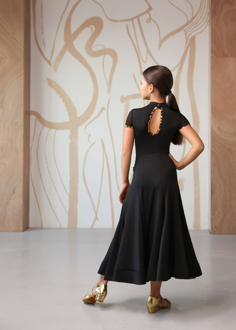 KERRY short sleeve leotard by Grand Prix polyamide micro+mesh, black, 134cm