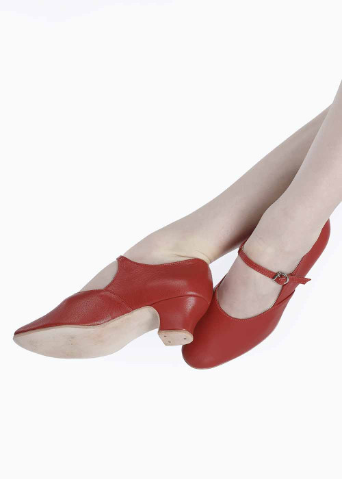 Shoes for folk dances PLESKACH leather, red, 4.5 cm, 40