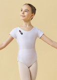 Leotard COQUETTE, short sleeve 90%polyamide, 10%elastane, white, 134cm