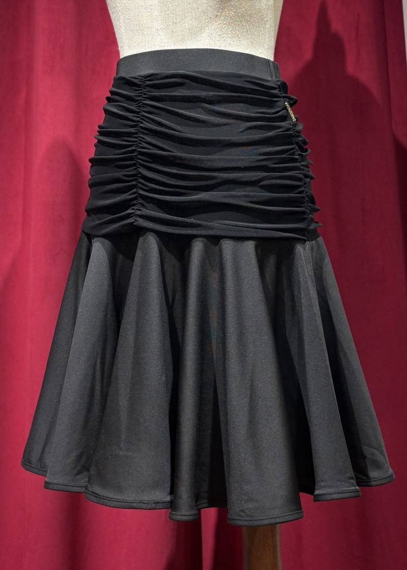 LAIZA latin dance skirt by Grand Prix polyamide micro+mesh, black, S plus