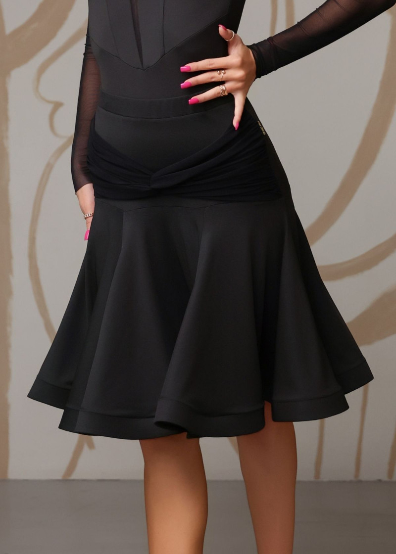 SINDI Latin Skirt by Grand Prix polyamide micro+mesh, black, L plus