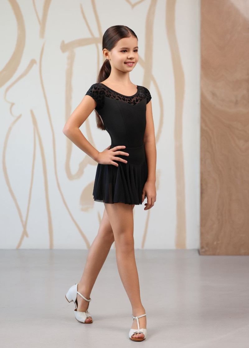 LULA fringe shorts by Grand Prix polyamide micro+mesh, black, 146cm