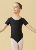 Leotard COQUETTE, short sleeve 90%polyamide, 10%elastane, black, 140cm