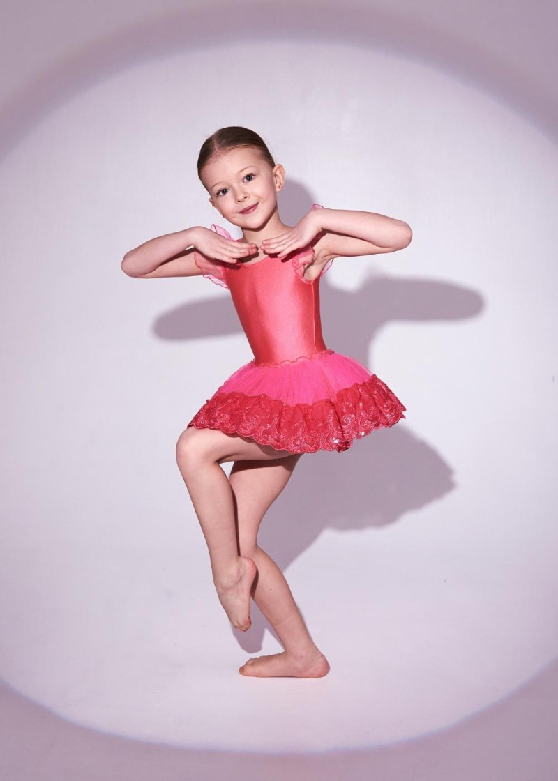 Tutu dress TIANA lycra+tulle, pink silk, 110cm