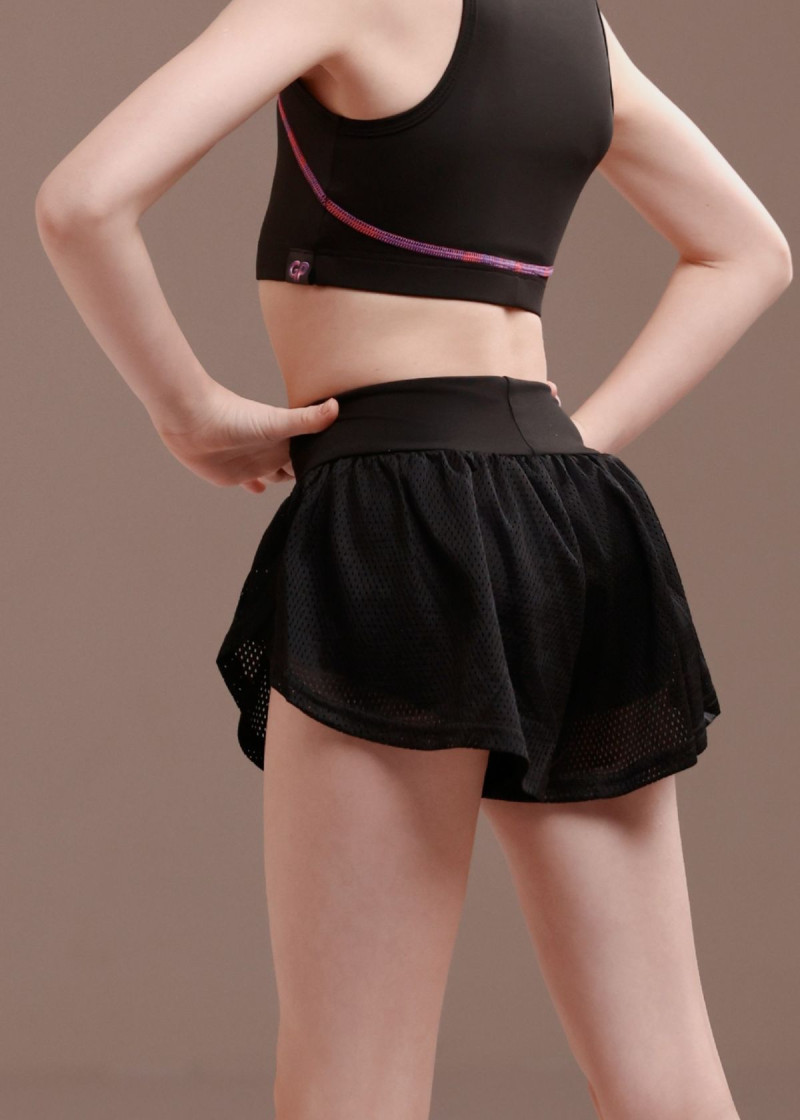 SILVIA double-layer (mesh) shorts by Grand Prix polyamide micro+mesh, black, 122cm