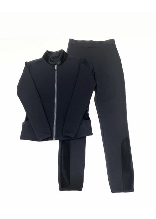 HARPER tracksuit by Grand Prix cotton+velour, black, 128cm