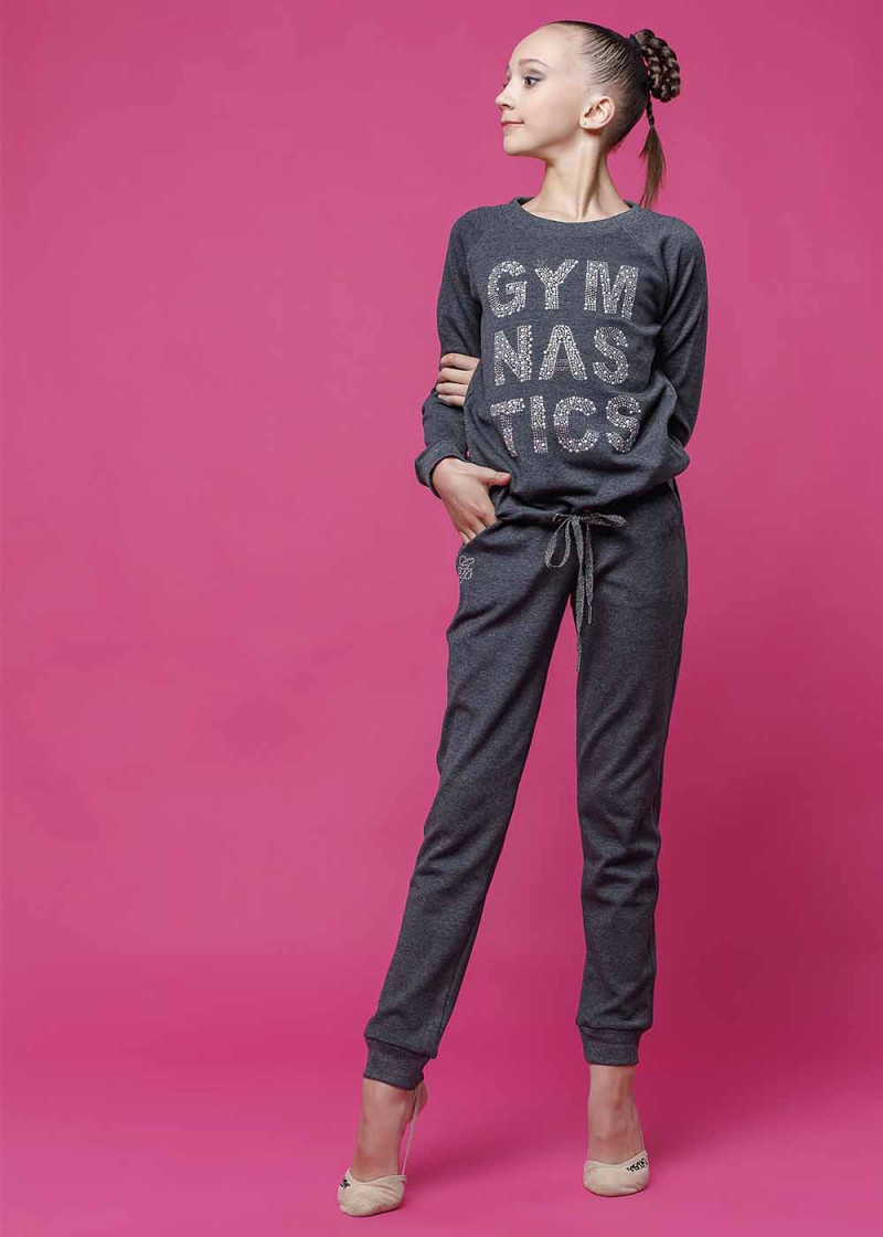 Tracksuit OLIMPIC "Gymnastics" 90%cotton, 10%elastane, gray, 168cm(15-16 years)