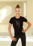 PALOMA t-shirt, gymnast with ball by Grand Prix cotton stretch, black, 134cm
