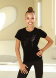 PALOMA T-shirt, gymnast with a ribbon by Grand Prix cotton stretch, black, 134cm