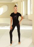 PALOMA T-shirt, gymnast with a rope by Grand Prix cotton stretch, black, 158cm
