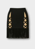 ADA latin dance skirt by Grand Prix polyamide micro, fringe, black, XS